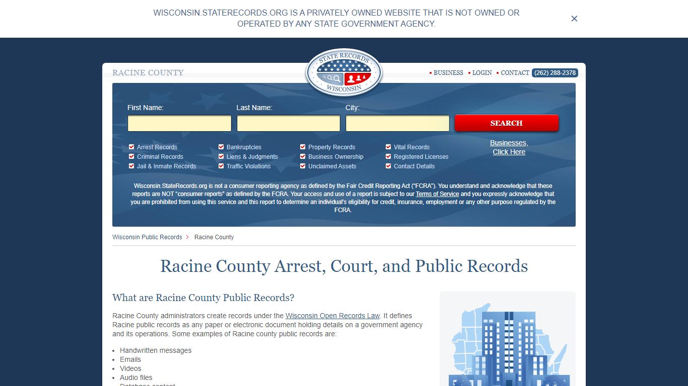 Racine County Arrest, Court, and Public Records