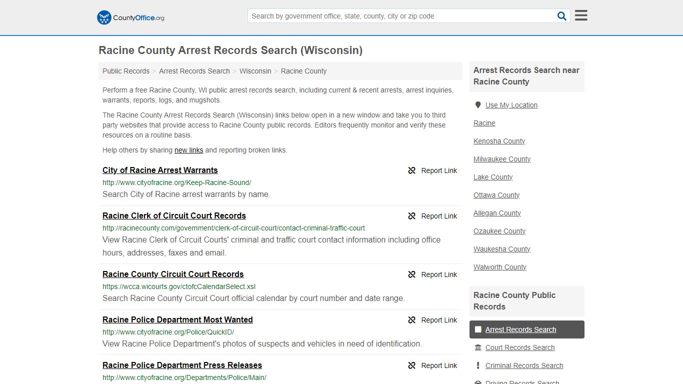 Arrest Records Search - Racine County, WI (Arrests & Mugshots)